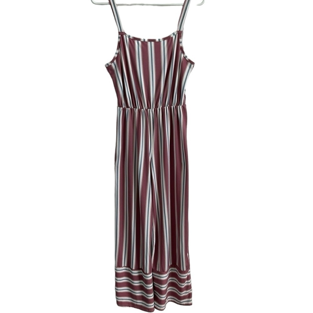 Caution to the Wind Pink Striped Jumpsuit Size Medium